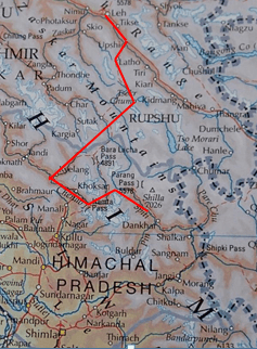 Leh-Shimla map